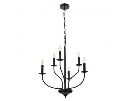 Elegant Westley 6 Lights Pendant - Black, L 24" (LD7046D24BK)