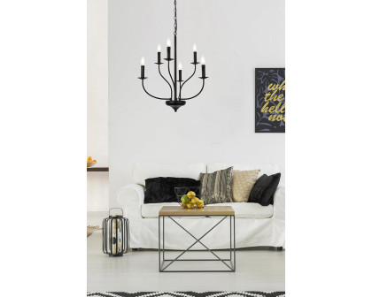 Elegant Westley 6 Lights Pendant - Black, L 24" (LD7046D24BK)