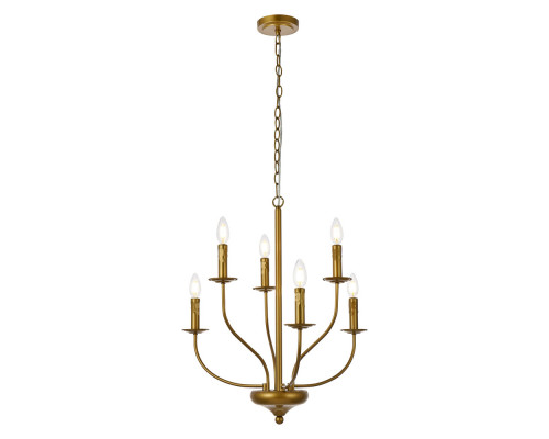 Elegant Westley 6 Lights Pendant - Brass, L 24" (LD7046D24BR)