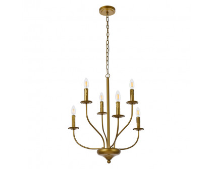 Elegant Westley 6 Lights Pendant - Brass, L 24" (LD7046D24BR)