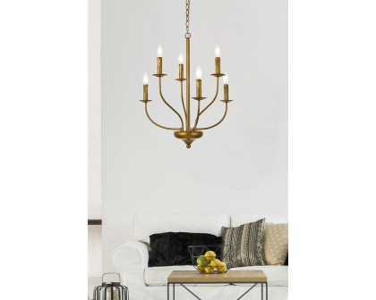 Elegant Westley 6 Lights Pendant - Brass, L 24" (LD7046D24BR)