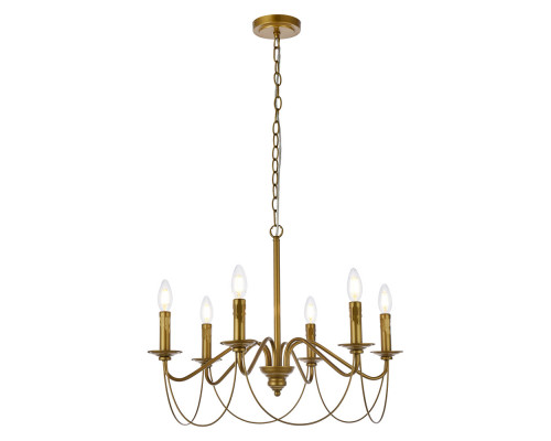 Elegant Westley 6 Lights Pendant - Brass (LD7048D24BR)