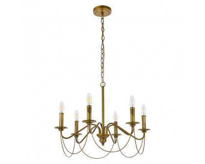 Elegant Westley 6 Lights Pendant - Brass (LD7048D24BR)