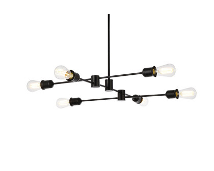 Elegant Xavier 6 Lights Pendant - Black, L 31" (LD7051D31BK)