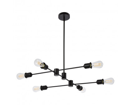 Elegant Xavier 6 Lights Pendant - Black, L 31" (LD7051D31BK)