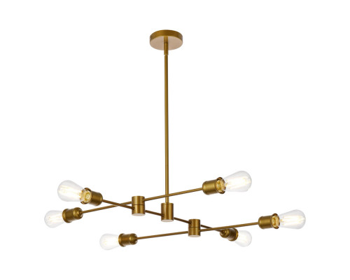 Elegant Xavier 6 Lights Pendant - Brass, L 31" (LD7051D31BR)