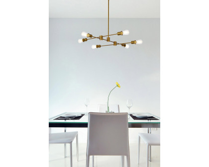 Elegant Xavier 6 Lights Pendant - Brass, L 31" (LD7051D31BR)