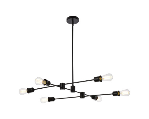 Elegant Xavier 6 Lights Pendant - Black, L 35" (LD7052D35BK)