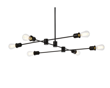 Elegant Xavier 6 Lights Pendant - Black, L 35" (LD7052D35BK)