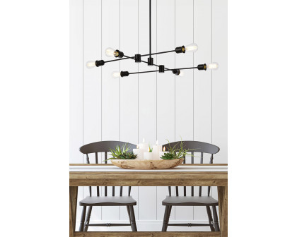 Elegant Xavier 6 Lights Pendant - Black, L 35" (LD7052D35BK)