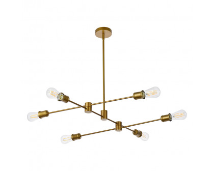 Elegant Xavier 6 Lights Pendant - Brass, L 35" (LD7052D35BR)