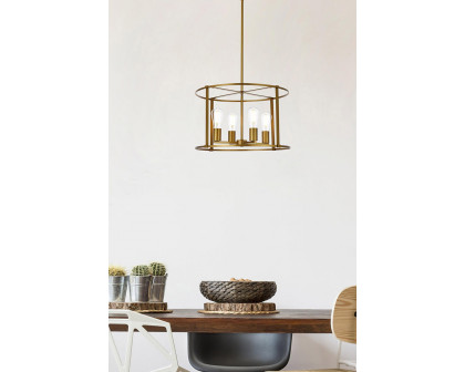 Elegant Agnys 4 Lights Pendant - Brass, L 20" (LD7057D20BR)