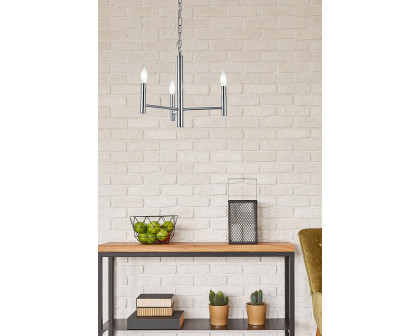 Elegant Carmella 3 Lights Pendant - Chrome, L 17" (LD7059D17C)