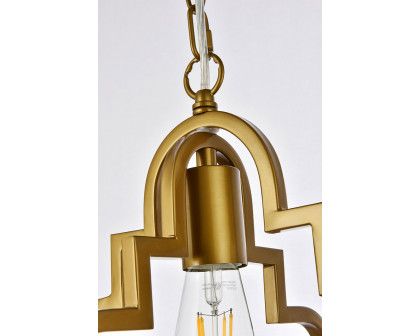 Elegant Sandara 1 Light Pendant - Brass, L 12" (LD7062D12BR)