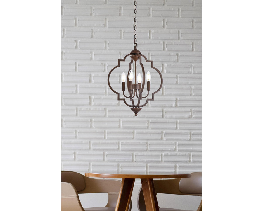 Elegant Sandara 4 Lights Pendant - Weathered Oak, L 16" (LD7064D16WOK)