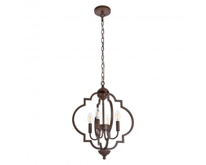 Elegant Sandara 4 Lights Pendant - Weathered Oak, L 16" (LD7064D16WOK)