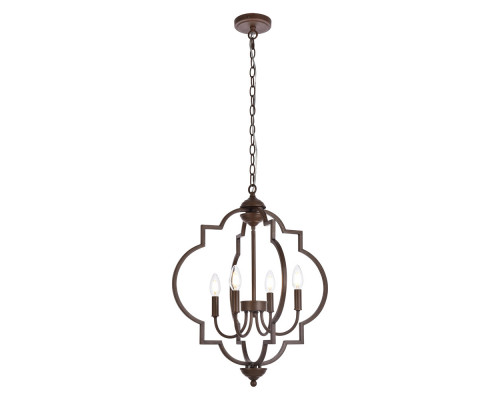 Elegant Sandara 4 Lights Pendant - Weathered Oak, L 20" (LD7065D20WOK)