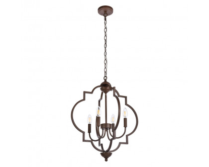 Elegant Sandara 4 Lights Pendant - Weathered Oak, L 20" (LD7065D20WOK)