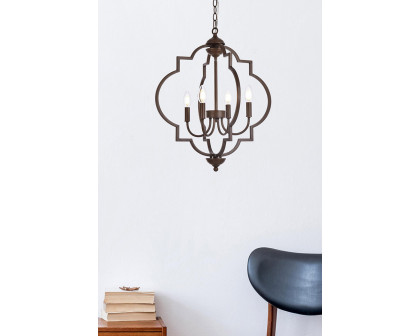 Elegant Sandara 4 Lights Pendant - Weathered Oak, L 20" (LD7065D20WOK)