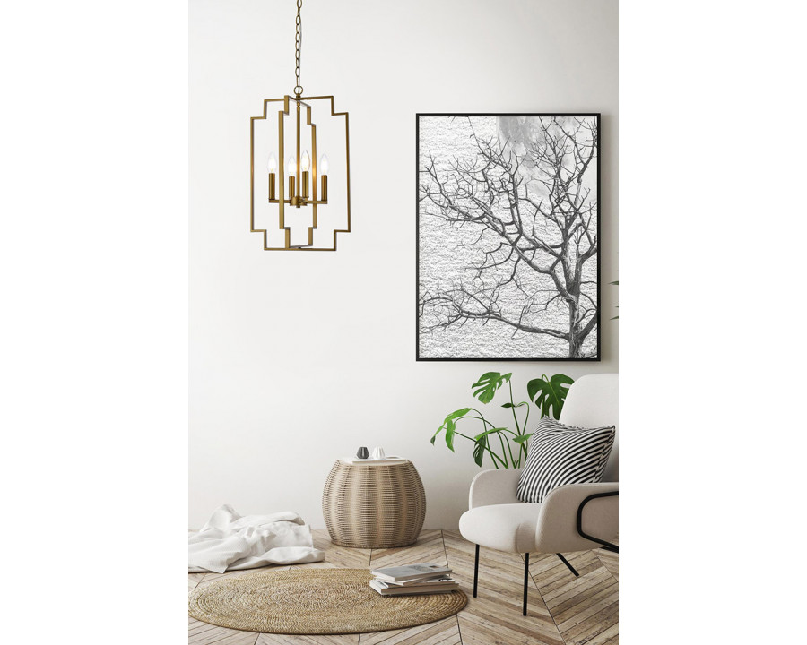 Elegant Rosenfeld 4 Lights Pendant - Brass (LD7066D14BR)