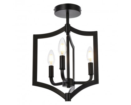 Elegant Kiera 3 Lights Flush Mount - Black, L 12" (LD7067F12BK)