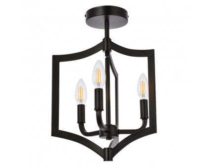 Elegant Kiera 3 Lights Flush Mount - Black, L 12" (LD7067F12BK)