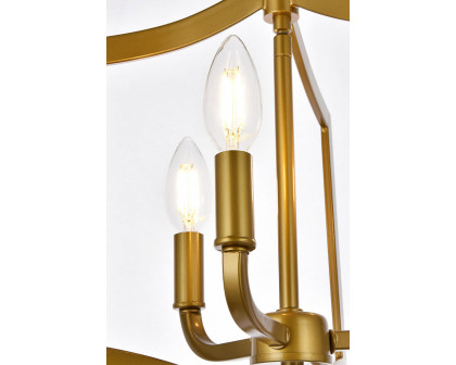 Elegant Kiera 3 Lights Flush Mount - Brass, L 12" (LD7067F12BR)