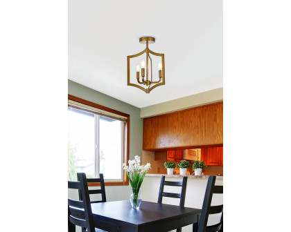 Elegant Kiera 3 Lights Flush Mount - Brass, L 12" (LD7067F12BR)