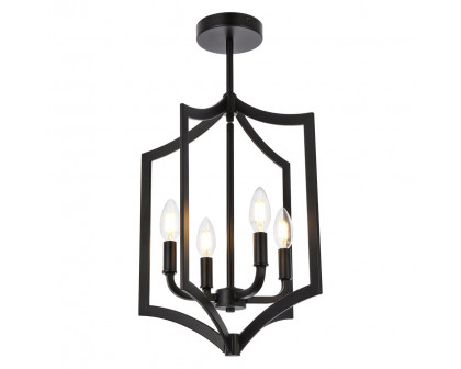 Elegant Kiera 3 Lights Flush Mount - Black, L 14" (LD7068F14BK)