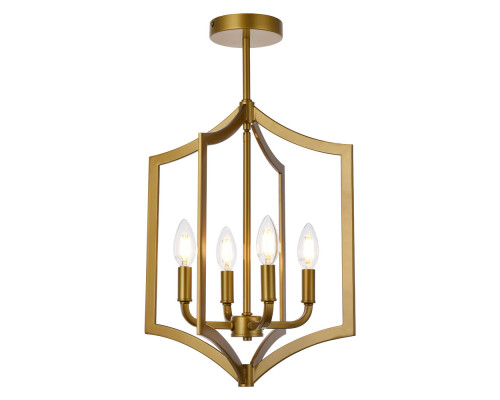 Elegant Kiera 3 Lights Flush Mount - Brass, L 14" (LD7068F14BR)