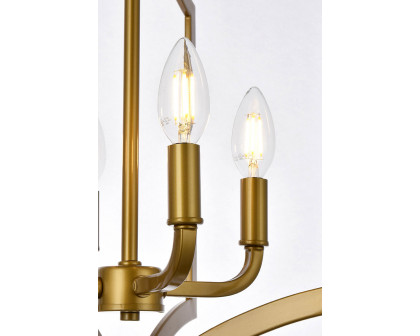 Elegant Kiera 3 Lights Flush Mount - Brass, L 14" (LD7068F14BR)