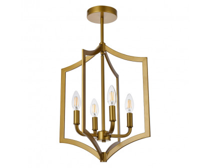 Elegant Kiera 3 Lights Flush Mount - Brass, L 14" (LD7068F14BR)