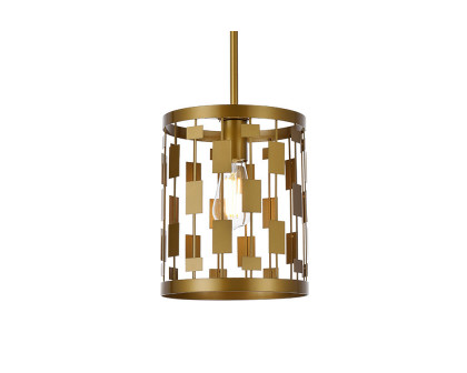 Elegant Levante 1 Light Pendant - Brass, L 9" (LD7073D9BR)