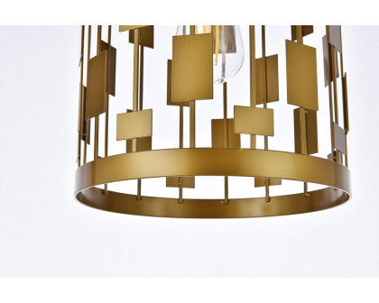 Elegant Levante 1 Light Pendant - Brass, L 9" (LD7073D9BR)