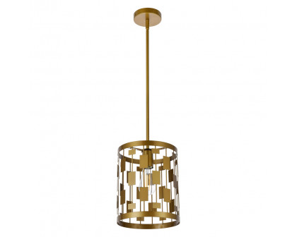 Elegant Levante 1 Light Pendant - Brass, L 9" (LD7073D9BR)