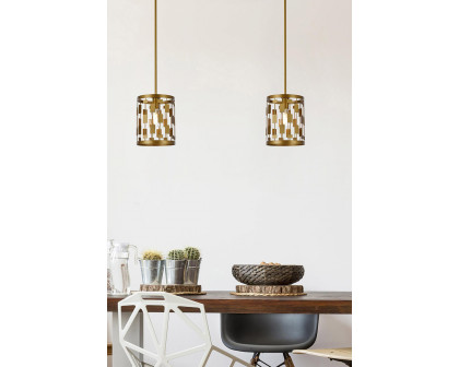 Elegant Levante 1 Light Pendant - Brass, L 9" (LD7073D9BR)