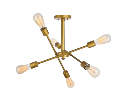 Elegant Axel 6-Light Semi-Flush Mount - Brass, L 17" (LD8003D17BR)