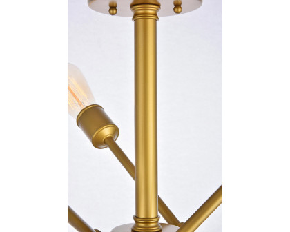 Elegant Axel 6-Light Semi-Flush Mount - Brass, L 17" (LD8003D17BR)