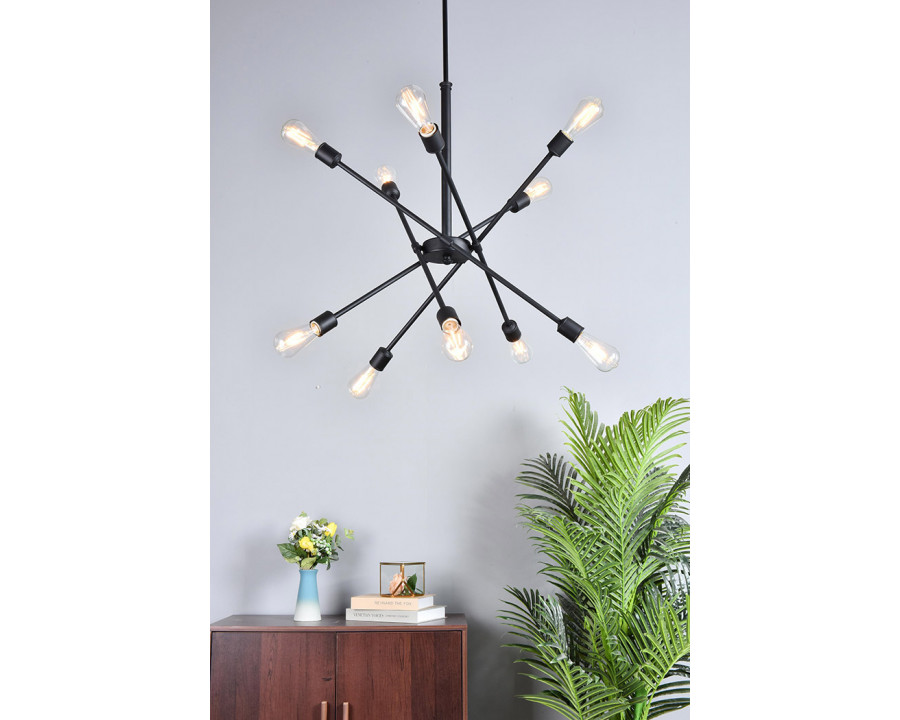 Elegant Axel 6-Light Semi-Flush Mount - Black/Gold, L 27.2" (LD8003D28BLA)