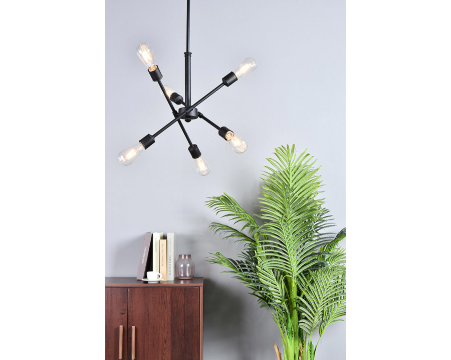 Elegant Pendant Light - Black/Gold, L 17.1" (LD8015D18BLA)