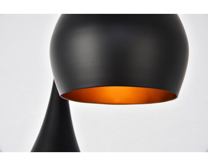 Elegant Nora 11.5" 3-Light Pendant - Black (LDPD2000BK)