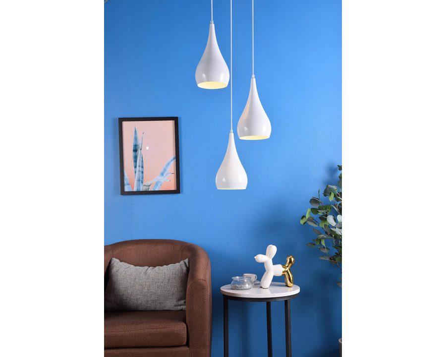 Elegant Nora 11.5" 3-Light Pendant - White (LDPD2000WH)