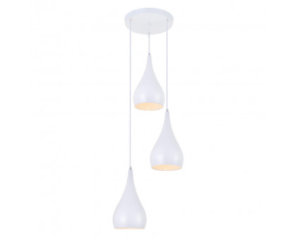 Elegant Nora 11.5" 3-Light Pendant - White (LDPD2000WH)