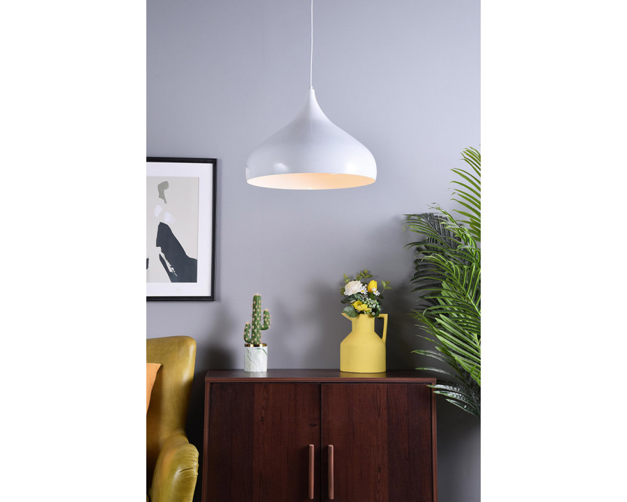 Elegant Circa 1-Light Pendant - White, L 16.5" (LDPD2045WH)