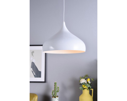 Elegant Circa 1-Light Pendant - White, L 16.5" (LDPD2045WH)