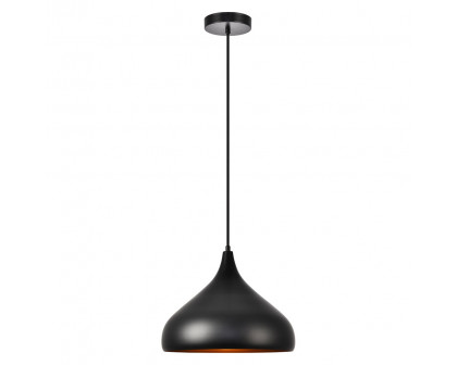 Elegant Circa 1-Light Pendant - Black, L 12.5" (LDPD2046BK)