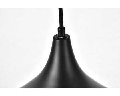 Elegant Circa 1-Light Pendant - Black, L 12.5" (LDPD2046BK)