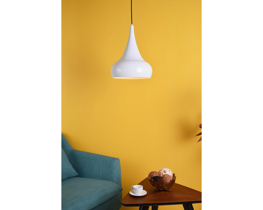 Elegant Circa 1-Light Pendant - White, L 11.5" (LDPD2047WH)