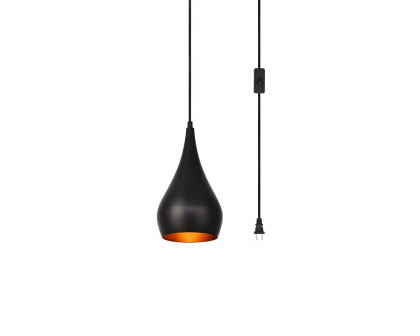 Elegant Nora 1 Light Plug-In Pendant - Black (LDPG2001BK)