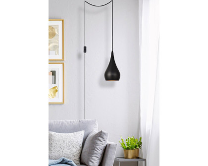 Elegant Nora 1 Light Plug-In Pendant - Black (LDPG2001BK)